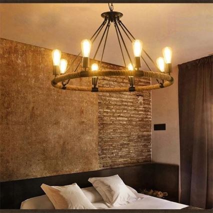 LED Kattokruunu ketjussa ROPE ARTHUR 8xE27/6W/230V