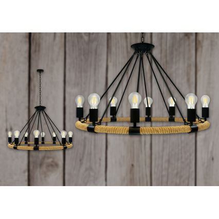 LED Kattokruunu ketjussa ROPE ARTHUR 8xE27/6W/230V