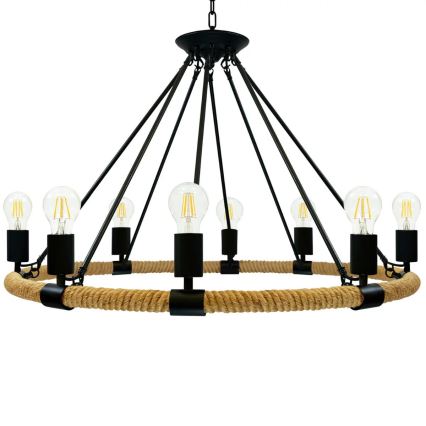 LED Kattokruunu ketjussa ROPE ARTHUR 8xE27/6W/230V