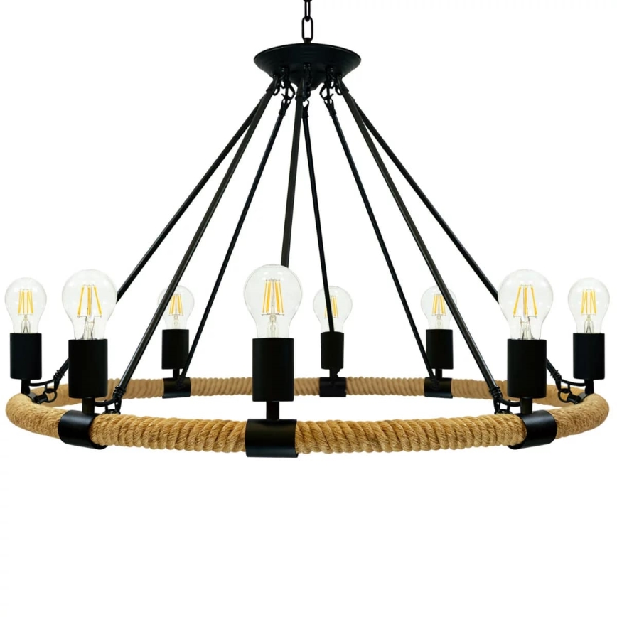 LED Kattokruunu ketjussa ROPE ARTHUR 8xE27/6W/230V