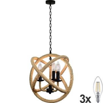 LED Kattokruunu ketjussa ROPE GLOBO 3xE14/4,3W/230V
