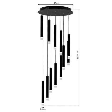 LED-kattokruunu narussa CARBON 12xLED/12W/230V