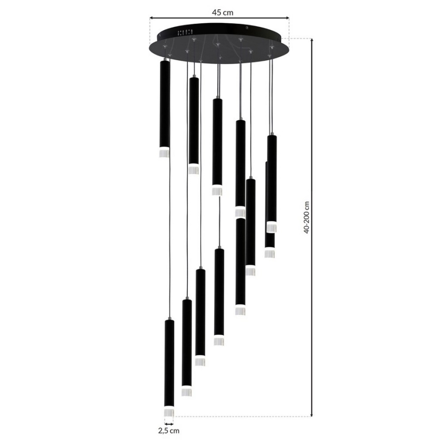 LED-kattokruunu narussa CARBON 12xLED/12W/230V