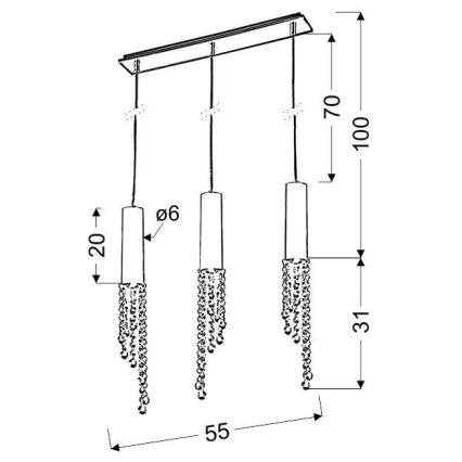 LED-kattokruunu narussa DUERO 3xLED/3W/230V