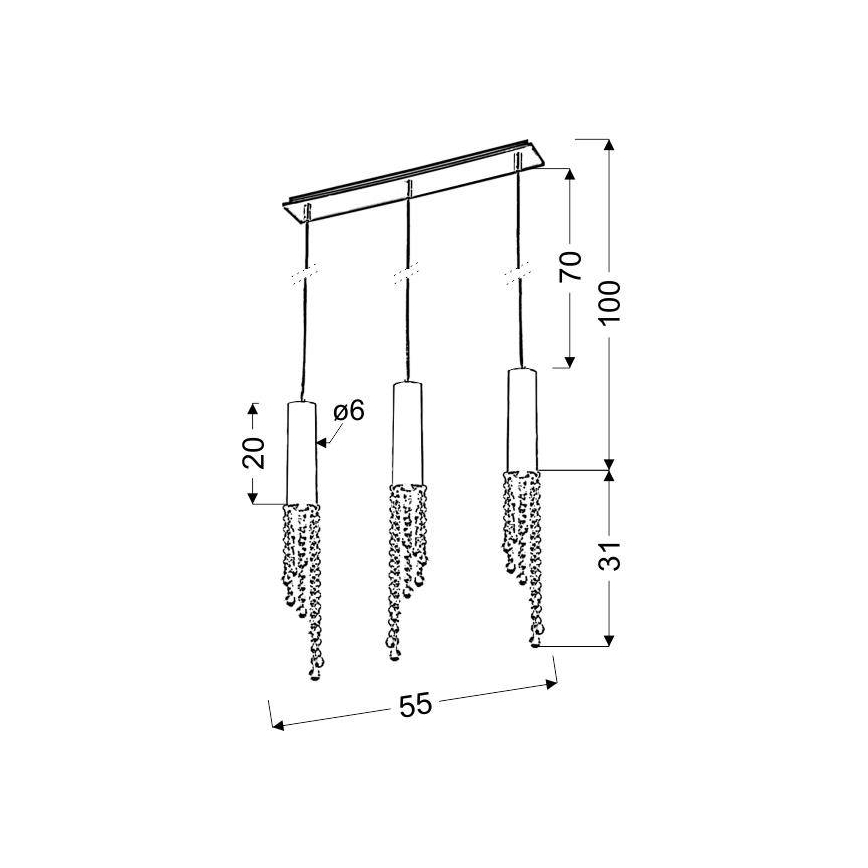 LED-kattokruunu narussa DUERO 3xLED/3W/230V