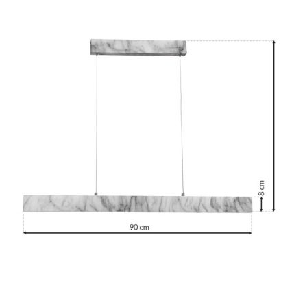 LED-kattokruunu narussa PIERCE LED/18W/230V valkoinen/harmaa