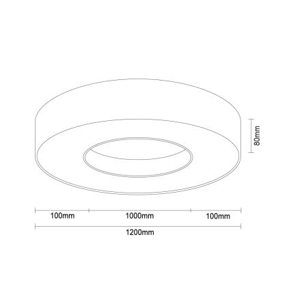 LED-kattovalaisin 115 W, 230 V, 3000/4000/6500 K, Ø 120 cm, valkoinen