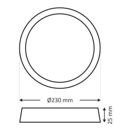 LED-kattovalaisin, 18 W, 230 V, 3000/4000/6500 K, Ø 23 cm, valkoinen