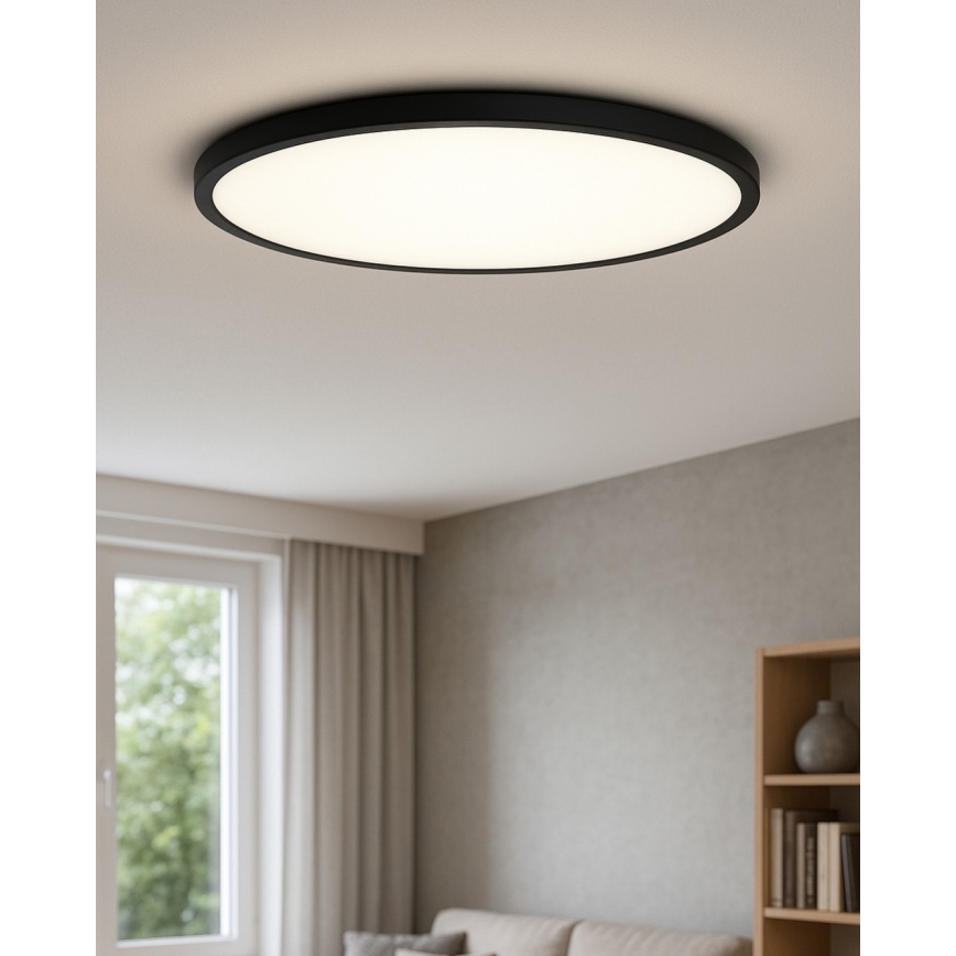 LED-kattovalaisin 40 W / 230 V, säädettävä valonväri 3000/4000/6500 K, Ø 50 cm, musta