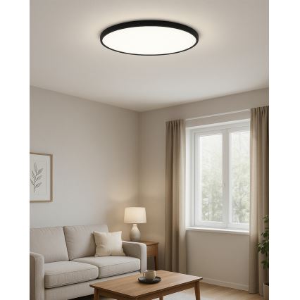LED-kattovalaisin 40 W / 230 V, säädettävä valonväri 3000/4000/6500 K, Ø 50 cm, musta