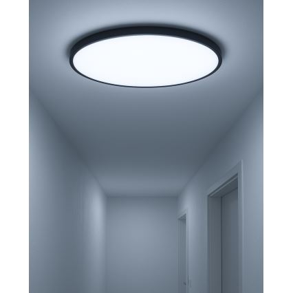 LED-kattovalaisin 40 W / 230 V, säädettävä valonväri 3000/4000/6500 K, Ø 50 cm, musta