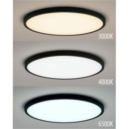 LED-kattovalaisin 40 W / 230 V, säädettävä valonväri 3000/4000/6500 K, Ø 50 cm, musta