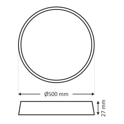 LED-kattovalaisin 40 W / 230 V, säädettävä valonväri 3000/4000/6500 K, Ø 50 cm, musta