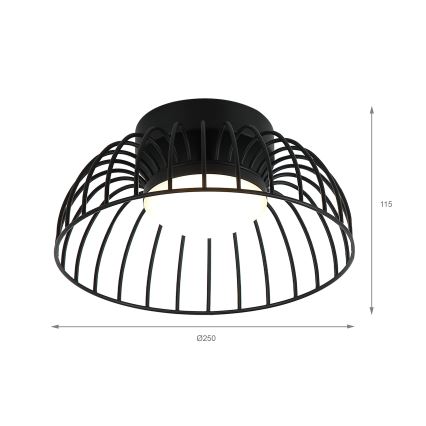 LED-kattovalaisin BETSY LED/12W/230V, halkaisija 25 cm, musta