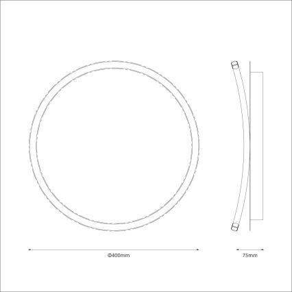 LED-kattovalaisin CALI, 30 W / 230 V, halkaisija 40 cm, musta