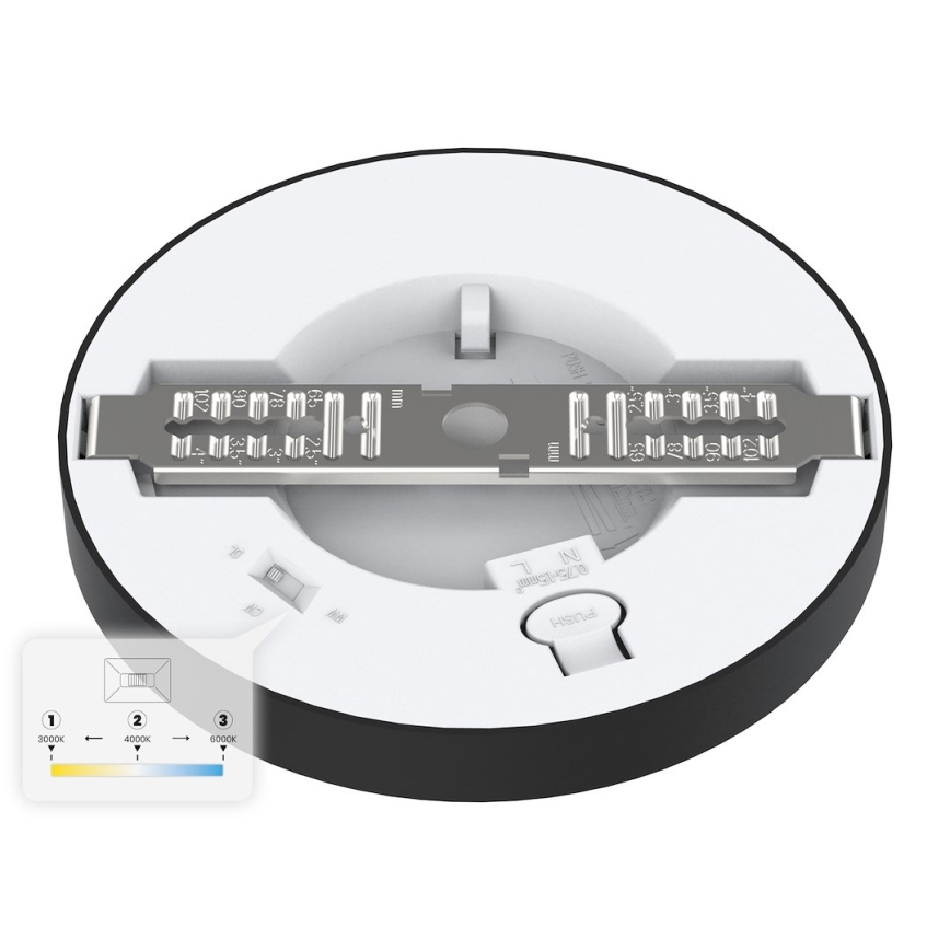 LED-kattovalaisin EVORA LED/6W/230V 3000/4000/6000K halkaisija 14 cm musta