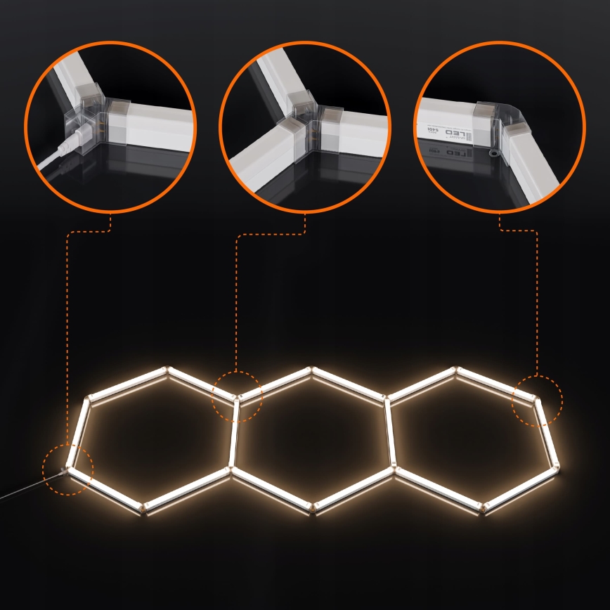 LED-kattovalaisin HEXAGON LED/128W/85-265V 4000K 248x97 cm CRI 90 IP54 valkoinen