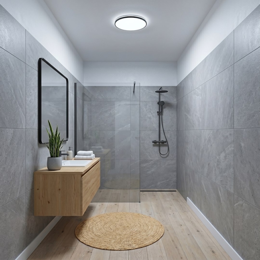 LED-kattovalaisin HUGO LED/12/18/24W/230V 3000/4000/6500K halkaisija 30 cm IP54 musta