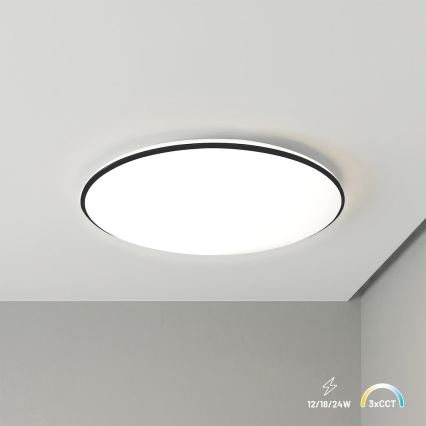 LED-kattovalaisin HUGO LED/12/18/24W/230V 3000/4000/6500K halkaisija 30 cm IP54 musta