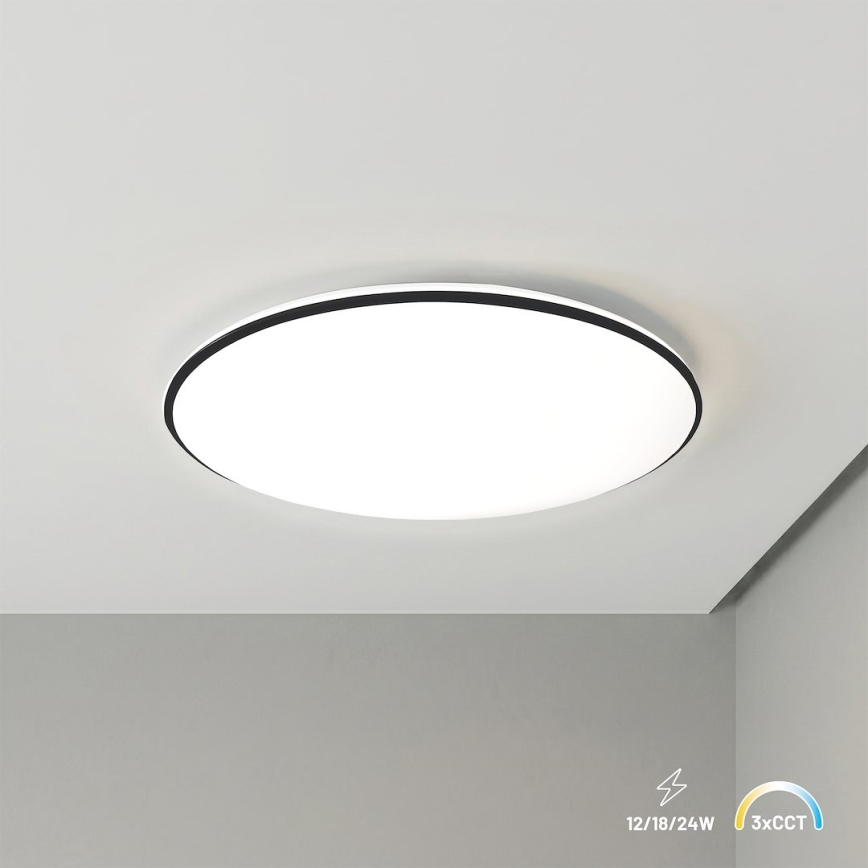 LED-kattovalaisin HUGO LED/12/18/24W/230V 3000/4000/6500K halkaisija 30 cm IP54 musta