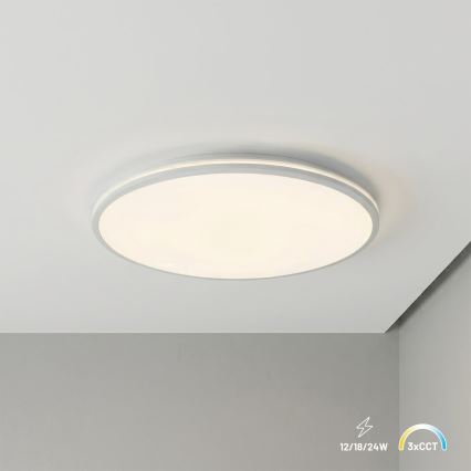LED-kattovalaisin HUGO LED/12/18/24W/230V 3000/4000/6500K halkaisija 30 cm IP54 valkoinen