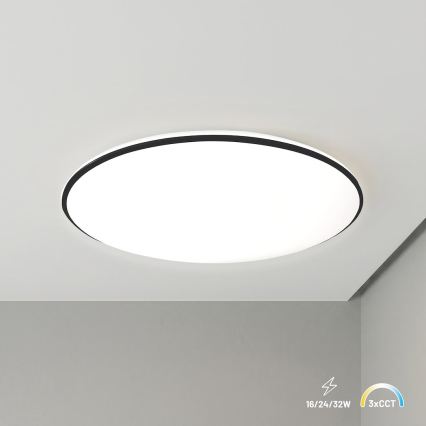 LED-kattovalaisin HUGO LED/16/24/32W/230V 3000/4000/6500K halkaisija 37 cm IP54 musta