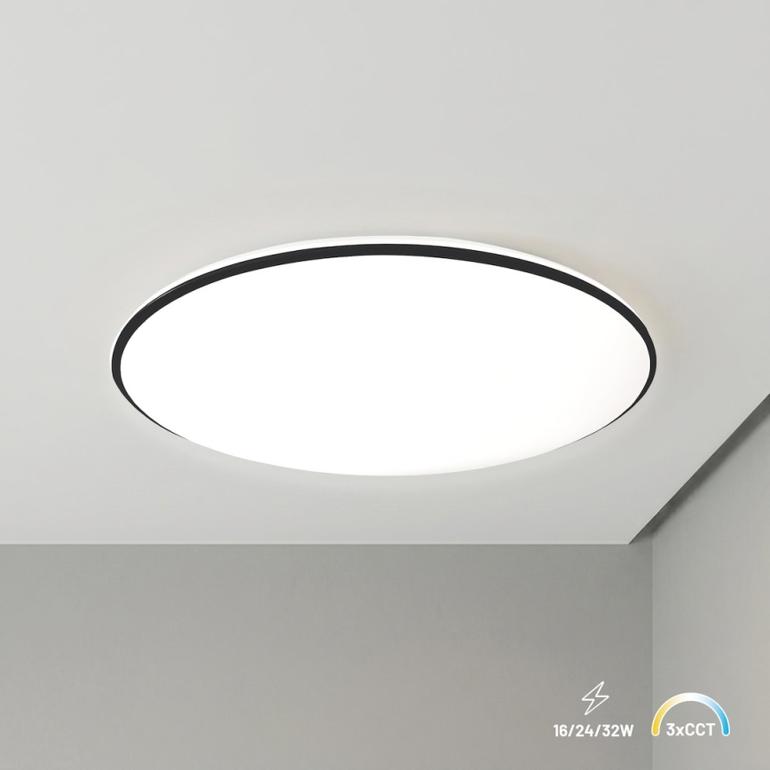 LED-kattovalaisin HUGO LED/16/24/32W/230V 3000/4000/6500K halkaisija 37 cm IP54 musta