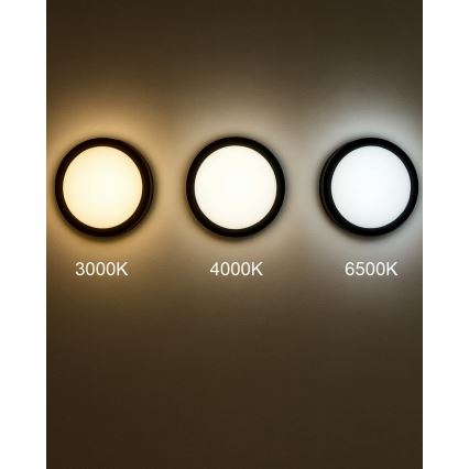 LED-kattovalaisin kylpyhuoneeseen anturilla ELLÉ LED/24W/230V 3000/4000/6500K halkaisija 26 cm IP54 antrasiitti