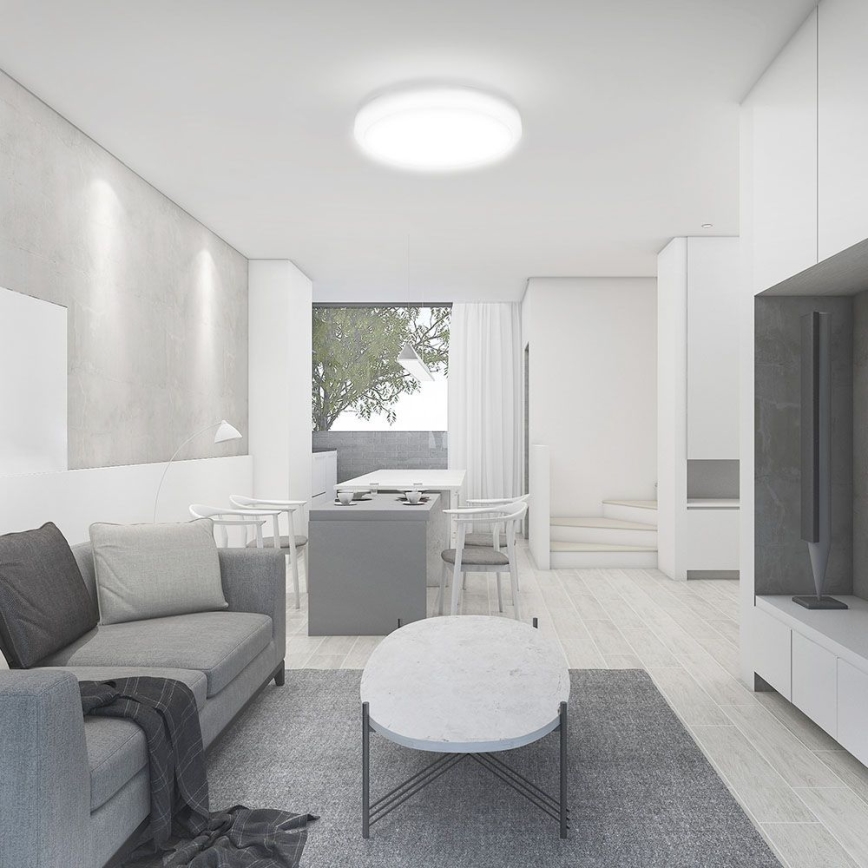 LED-kattovalaisin kylpyhuoneeseen anturilla LED/18W/230V 3000K IP44 halkaisija 29,5 cm valkoinen + kauko-ohjaus