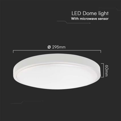 LED-kattovalaisin kylpyhuoneeseen anturilla LED/18W/230V 3000K IP44 halkaisija 29,5 cm valkoinen + kauko-ohjaus