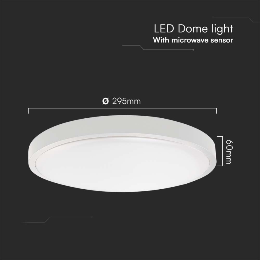 LED-kattovalaisin kylpyhuoneeseen anturilla LED/18W/230V 4000K IP44 halkaisija 29,5 cm valkoinen + kauko-ohjaus