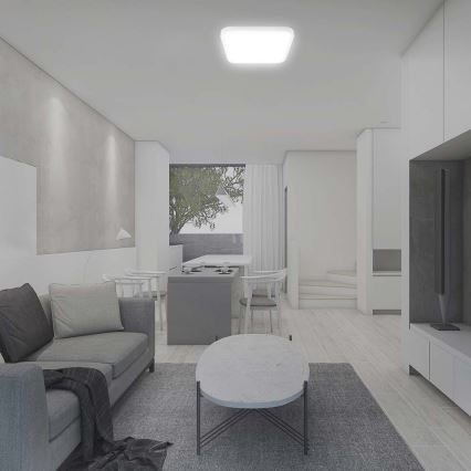 LED-kattovalaisin kylpyhuoneeseen anturilla LED/18W/230V 4000K IP44 29,5x29,5 cm valkoinen + kauko-ohjaus