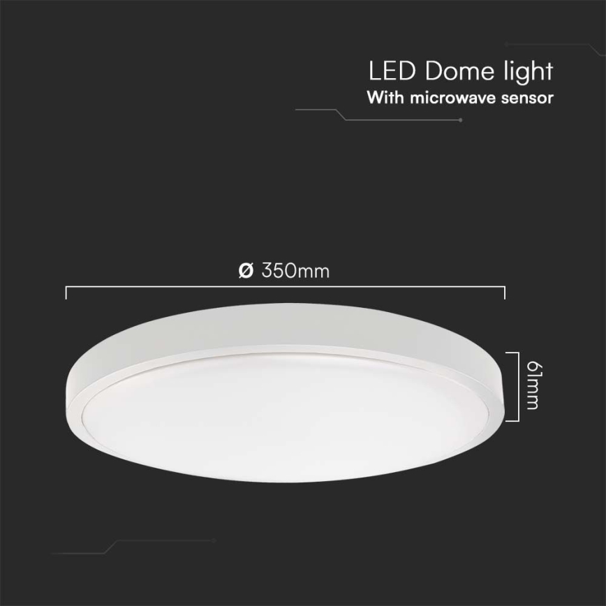 LED-kattovalaisin kylpyhuoneeseen anturilla LED/24W/230V 3000K IP44 halkaisija 35 cm valkoinen + kauko-ohjaus