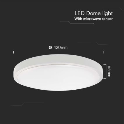 LED-kattovalaisin kylpyhuoneeseen anturilla LED/36W/230V 4000K IP44 halkaisija 42 cm valkoinen + kauko-ohjaus