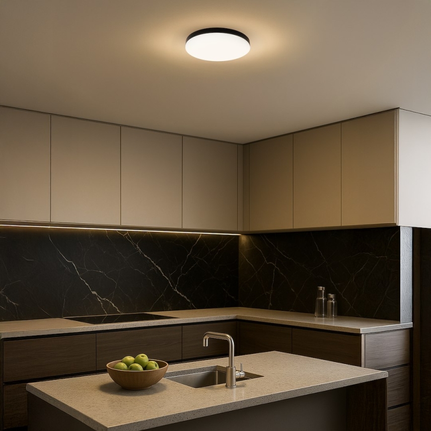 LED-kattovalaisin kylpyhuoneeseen anturilla MAYA LED/13W/230V halkaisija 33 cm IP44 musta