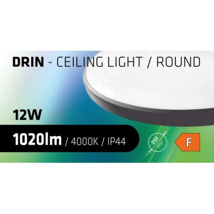 LED-kattovalaisin kylpyhuoneeseen CIRCLE LED/12W/230V 4000K halkaisija 25 cm IP44 musta