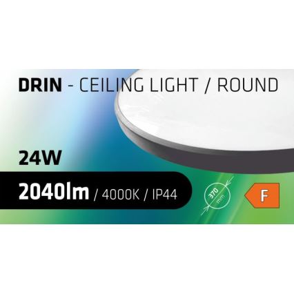 LED-kattovalaisin kylpyhuoneeseen CIRCLE LED/24W/230V 4000K halkaisija 37 cm IP44 musta