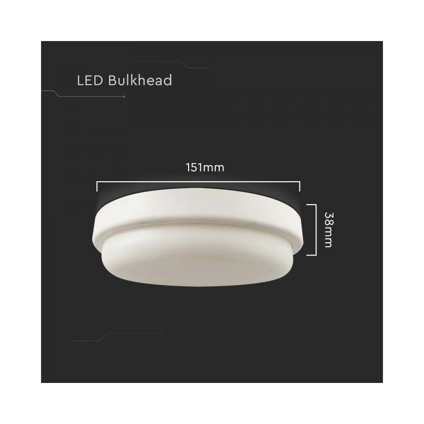 LED-kattovalaisin kylpyhuoneeseen LED/12W/230V 3000K IP54 halkaisija 15 cm