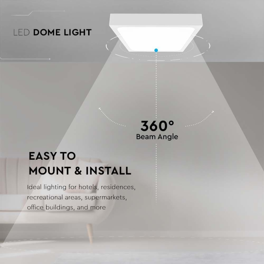 LED-kattovalaisin kylpyhuoneeseen LED/18W/230V 3000K IP44 22,5x22,5 cm valkoinen