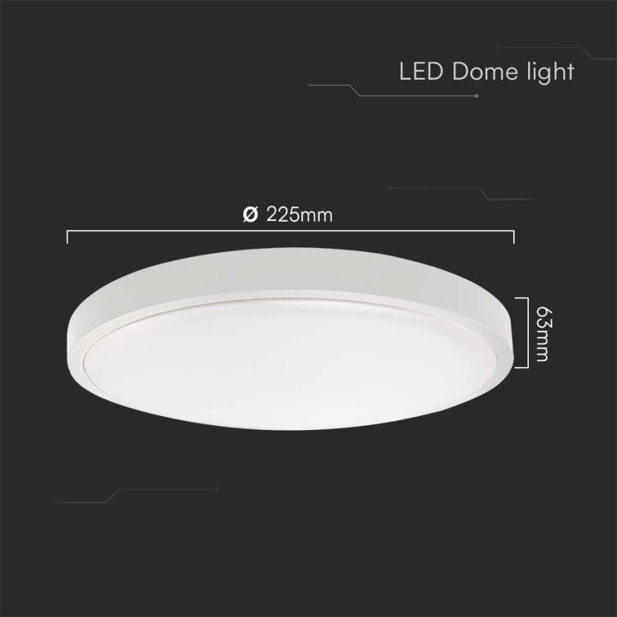 LED-kattovalaisin kylpyhuoneeseen LED/18W/230V 3000K IP44 halkaisija 22,5 cm valkoinen
