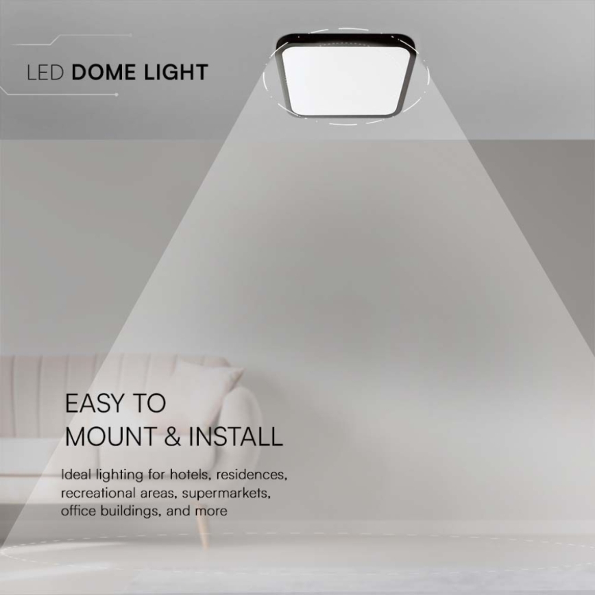 LED-kattovalaisin kylpyhuoneeseen LED/18W/230V 6500K IP44 25x25 cm musta