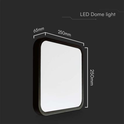 LED-kattovalaisin kylpyhuoneeseen LED/18W/230V 6500K IP44 25x25 cm musta