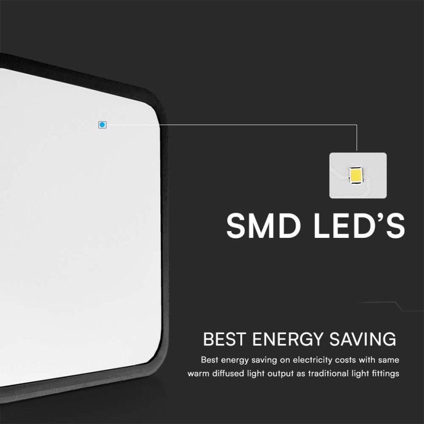 LED-kattovalaisin kylpyhuoneeseen LED/24W/230V 3000K IP44 29,5x29,5 cm musta
