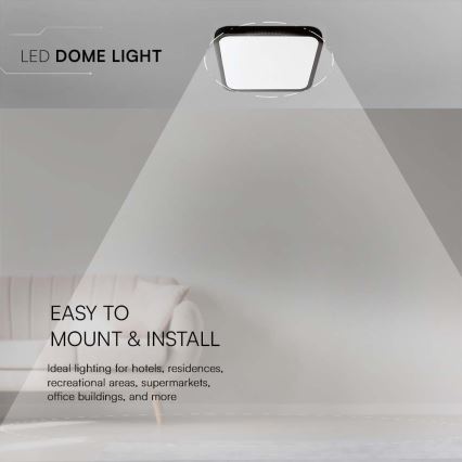 LED-kattovalaisin kylpyhuoneeseen LED/24W/230V 3000K IP44 29,5x29,5 cm musta
