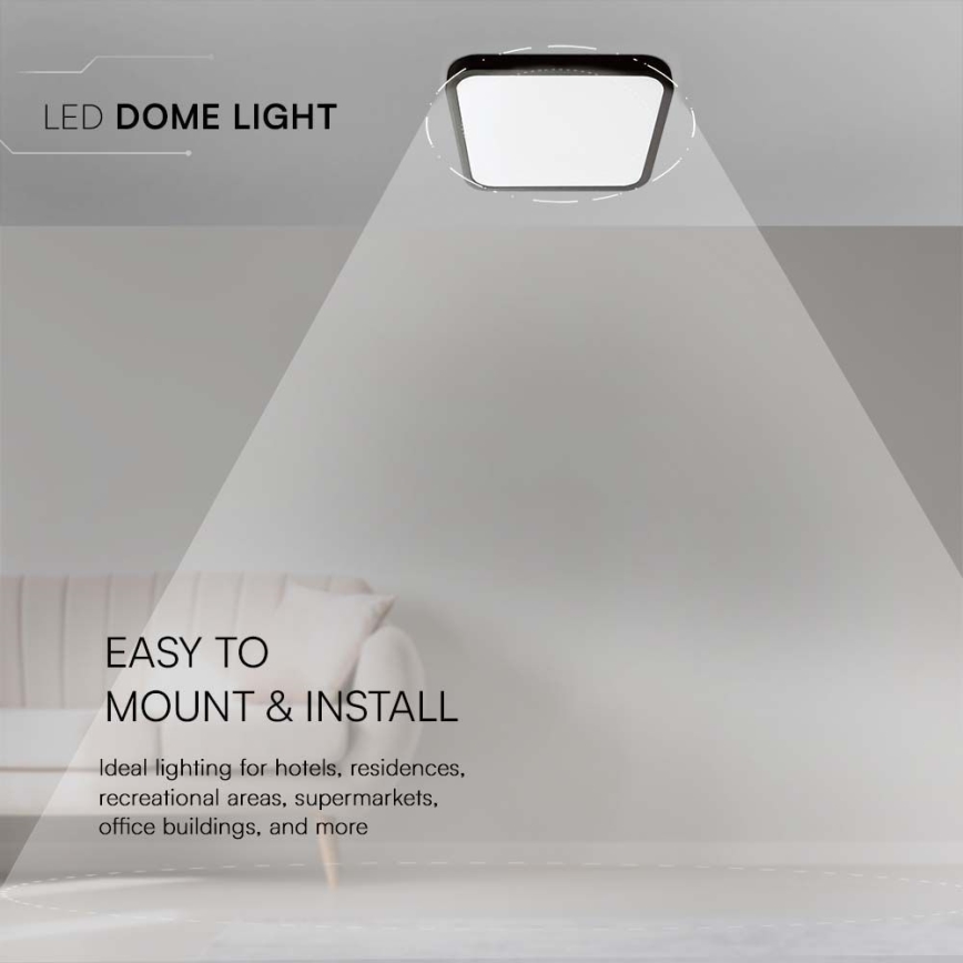LED-kattovalaisin kylpyhuoneeseen LED/24W/230V 3000K IP44 29,5x29,5 cm musta