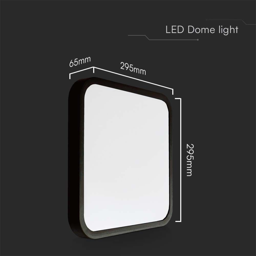 LED-kattovalaisin kylpyhuoneeseen LED/24W/230V 3000K IP44 29,5x29,5 cm musta