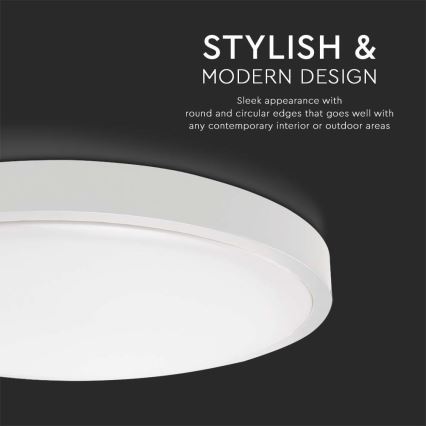 LED-kattovalaisin kylpyhuoneeseen LED/24W/230V 3000K IP44 halkaisija 29,5 cm valkoinen