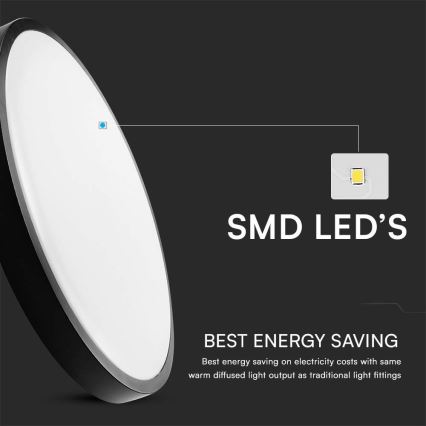 LED-kattovalaisin kylpyhuoneeseen LED/24W/230V 6500K IP44 halkaisija 29,5 cm musta