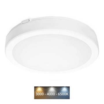 LED-kattovalaisin kylpyhuoneeseen NAIROS LED/24W/230V 3000/4000/6500K IP65 halkaisija 30 valkoinen