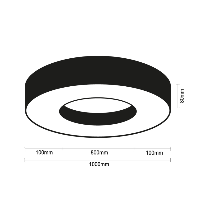LED-kattovalaisin LED/100 W/230 V 3000/4000/6500 K Ø 100 cm musta